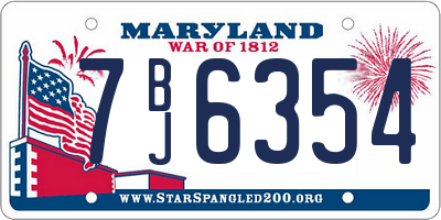 MD license plate 7BJ6354