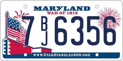 MD license plate 7BJ6356