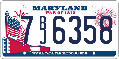 MD license plate 7BJ6358