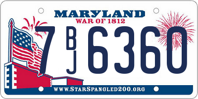 MD license plate 7BJ6360