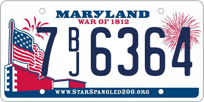 MD license plate 7BJ6364
