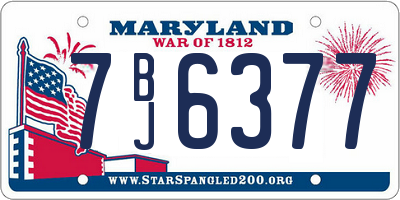 MD license plate 7BJ6377