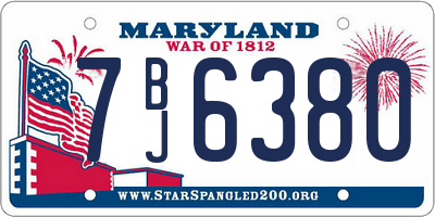 MD license plate 7BJ6380