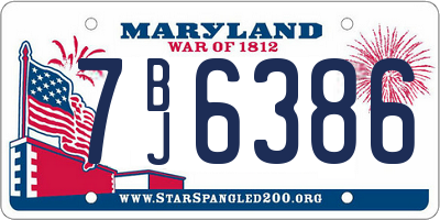 MD license plate 7BJ6386