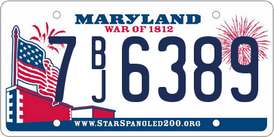 MD license plate 7BJ6389