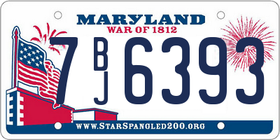 MD license plate 7BJ6393