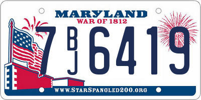 MD license plate 7BJ6419