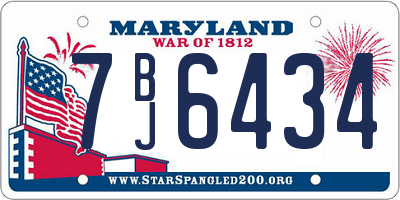MD license plate 7BJ6434