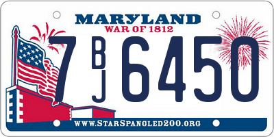 MD license plate 7BJ6450