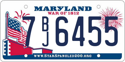 MD license plate 7BJ6455