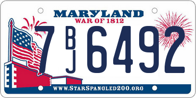 MD license plate 7BJ6492