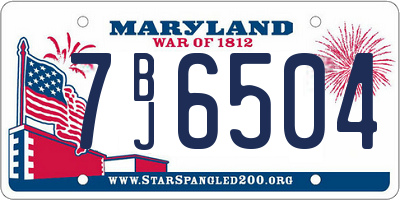 MD license plate 7BJ6504