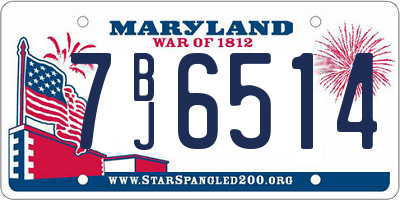MD license plate 7BJ6514