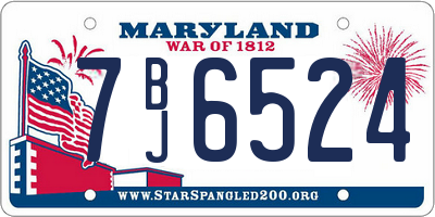 MD license plate 7BJ6524