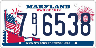 MD license plate 7BJ6538