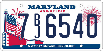 MD license plate 7BJ6540