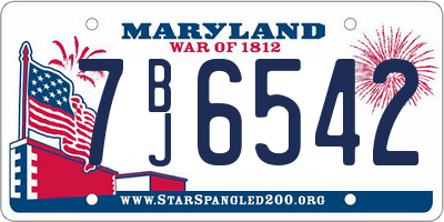 MD license plate 7BJ6542