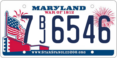 MD license plate 7BJ6546