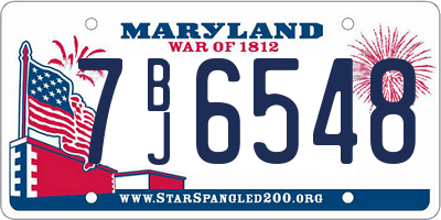 MD license plate 7BJ6548