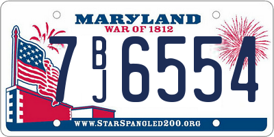 MD license plate 7BJ6554