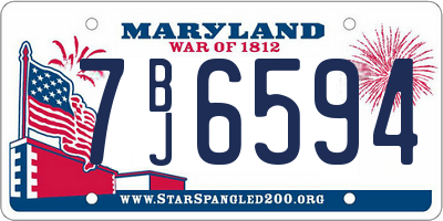 MD license plate 7BJ6594