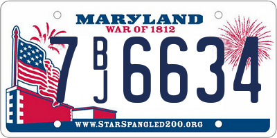 MD license plate 7BJ6634