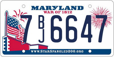 MD license plate 7BJ6647