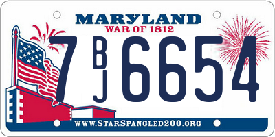 MD license plate 7BJ6654