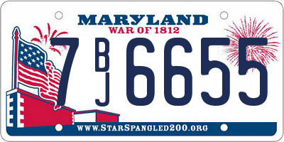 MD license plate 7BJ6655