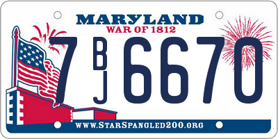 MD license plate 7BJ6670