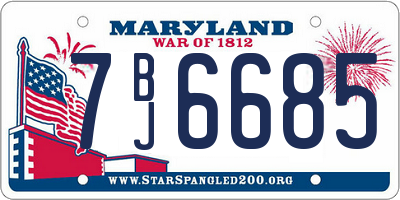 MD license plate 7BJ6685