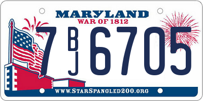 MD license plate 7BJ6705