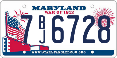 MD license plate 7BJ6728