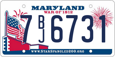 MD license plate 7BJ6731