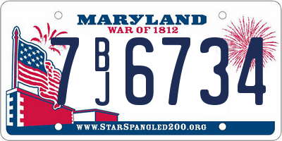 MD license plate 7BJ6734