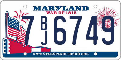 MD license plate 7BJ6749