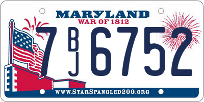 MD license plate 7BJ6752