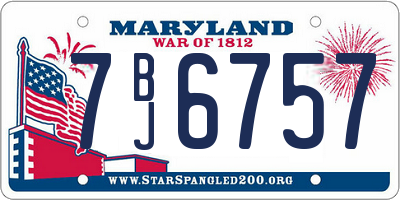 MD license plate 7BJ6757