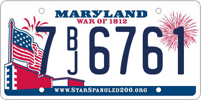 MD license plate 7BJ6761