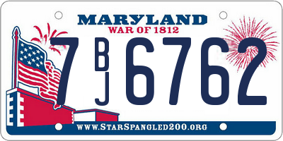 MD license plate 7BJ6762