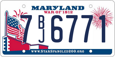 MD license plate 7BJ6771