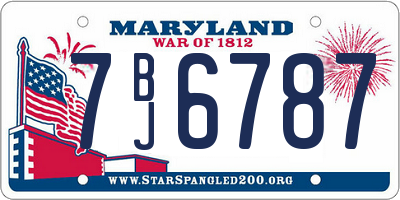 MD license plate 7BJ6787