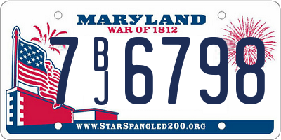 MD license plate 7BJ6798