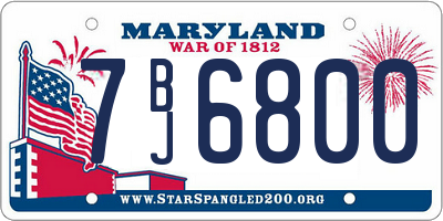 MD license plate 7BJ6800