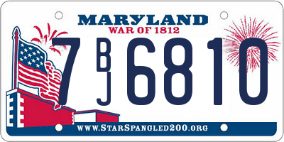 MD license plate 7BJ6810