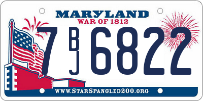 MD license plate 7BJ6822