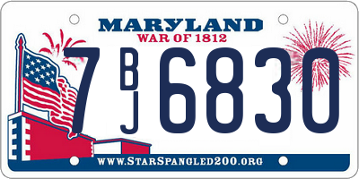 MD license plate 7BJ6830