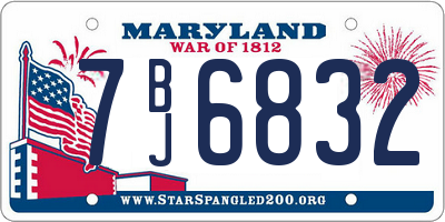 MD license plate 7BJ6832
