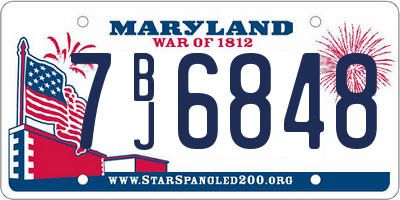 MD license plate 7BJ6848