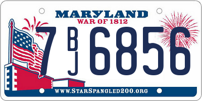 MD license plate 7BJ6856